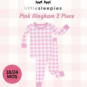NWT Little Sleepies Pink Gingham 2 piece bamboo jammies